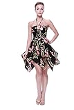 Women's Hawaiian Gypsy Fairy Uneven Bottom Luau Dress in Rafelsia Black