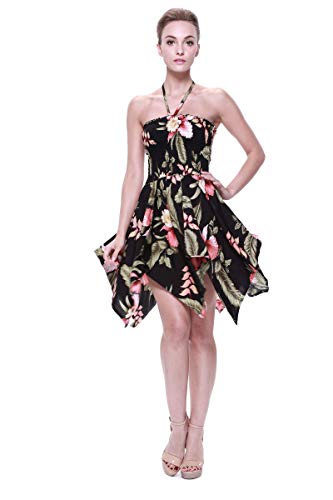 Image of Family Matching Hawaiian Clothes, Black Rafelsia | Lightweight 100% rayon • Family matching outfits • Beach vacations • Luaus • Cruises • Family photos