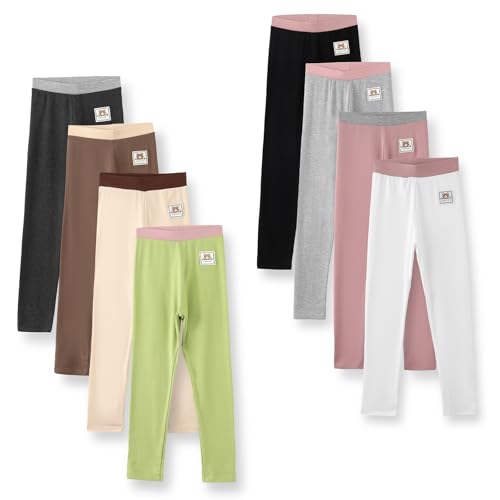 8 Pack Girls Leggings Yoga Pants for Kids Full Length Pants Toddler Girl Stretchy Leggings