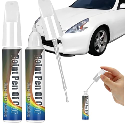 Cutiolly Lápiz De Retoque,2pcs Lápiz de Retoque Blanca Brillante,Pintura Retocar Arañazos Coche,Quita Arañazos Coche,Bolígrafo Reparador Arañazos Pintura,Removedor De Arañazos De Pintura