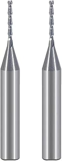CNC Router Bits,Spiral UP Cut Router Bit, 1/4 inch Shank ,1/16 inch Cuting Diameter ,2 Flute Plunge CNC End Mill for Plywood,MDF Pack of 2