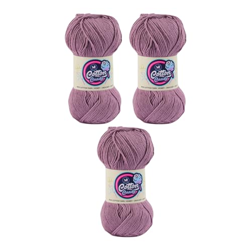 Image of NESTNHAVEN Cotton Candy 100% Cotton Yarn - (100g, 185 Meters) - Luxury Yarn for Crochet, Amigurumi, Embroidery, Toys, Garments, Flowers and Hobby, Projects. (Deep Purple) | (300 Gm)