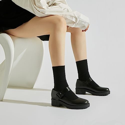 KOKOMOMO Gothic Platform Chunky Mary Janes Round Toe Ankle Strap Pumps Uniform Dress Shoes2