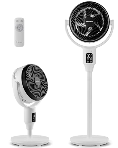 Pro Breeze Ventilateur sur Pied Hybride 109 cm Silencieux 29 dB avec Télécommande, Oscillation 135°/85°, 9 Vitesses, Écran LED, Minuterie 9h –...