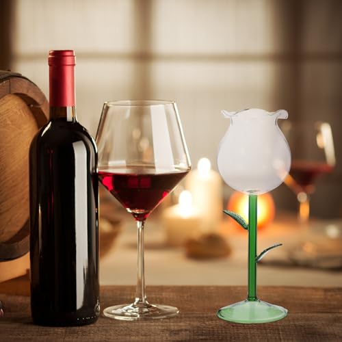 Copa de vino tinto ligera que evita vuelcos con base estable de rosa de 280ml 5