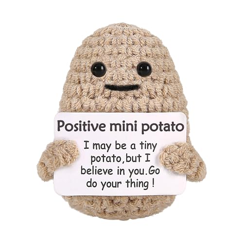 JELUTAR Inspirational Crochet Potato Funny Gifts with Positive Words for Women Men Friends Coworkers,Handmade Emotional Potato Doll Cheer Up Gift for Easter,Birthdays