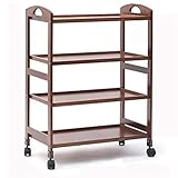 SGSG Rollbarer Küchenwagen Mobiler Esstisch Bar Familienwagen Wein Kaffee Bodenständer für die Küche Rollbarer Hausbarwagen Küchenwagen mit Aufbewahrung (Braun 3)