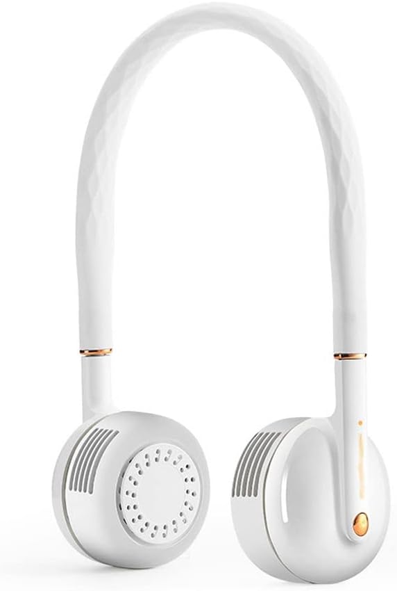 Portable Hanging Neck Fan Personal Mini Hands Free USB Fans - 3 Speeds 7Color LED Light 2400mAh Battery 360° Free Rotation for Outdoor Home Office Travel Sports (Color : White) (White)