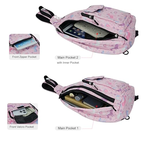 Duryarhall Sling Bag for Women Crossbody Chest Bag Convertible from Left to Right, Water Repellent Gym Backpack, Anit Theft, Unicorn Pink - image 5