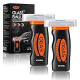 Car Windshield Cleaner & Glass Oil Film Remover, 100ml x 2PCS Car Glass Cleaner with Brush, Removes Oil, Grease & Fog, wiper residue, Anti-Fog Glass Emulsion Cleaner for Clear Driving Visibility
