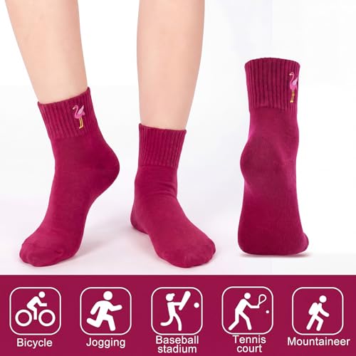 Image of Eurzom 10 Pairs Socks Womens Crew Elastic Ankle Length Cotton Socks Aesthetic Cute Lightweight Low Cut Gifts for Women