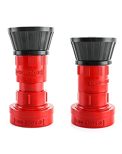 Image of QWORK Fire Hose Nozzle, 2 inch Heavy Duty NPSH /NPT Thermoplastic Constant Flow Fog Nozzle, Fire Equipment, 2 Pack