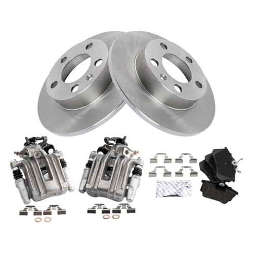 Image of TRQ Rear Brake Pad & Rotor Kit Ceramic Compatible with 2002-2006 Audi TT TT Quattro 1999-2008 Volkswagen Beetle 1999-2006 Golf