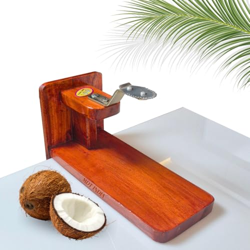 Image of Coconut Scraper Manual Polished Mahogany Lite Wooden Table Top Thengai Thuruvi