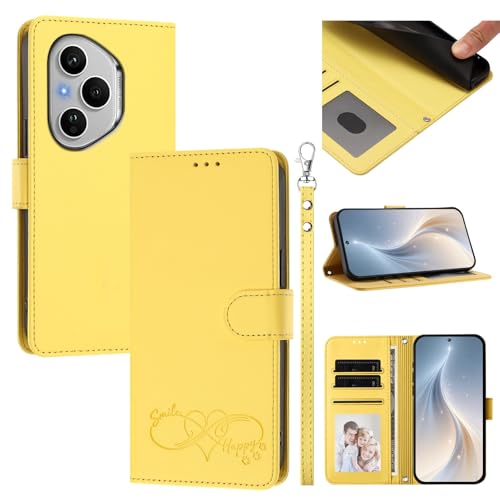 Jiajihua Cover Compatible with Honor 400 Pro 5G Phone Case【Card Cash Slot Wallet Design Flip Kickstand Drop Protection】 Yellow