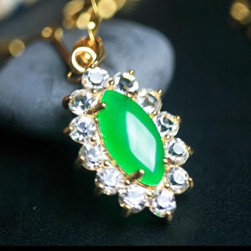 Pendentif jadéite véritable et argent S925 au design goutte d'eau