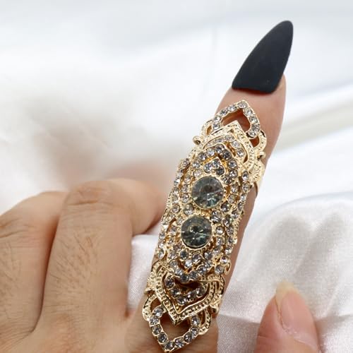 Women’s Statement Adjustable Ring, Gold-Tone Full-Crystal Jointed Ring, Fashionable Layered & Sparkling Jewelry for Bold Style3