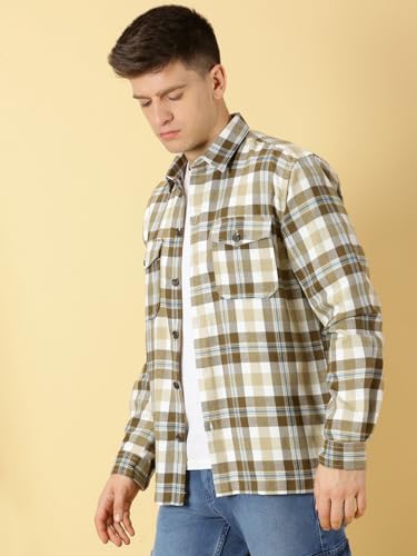 Image of Thomas Scott Men's | Checks | Full Sleeve | Regular Fit | 100% Cotton | Double Pocket | Spread Collar | Casual Shirt