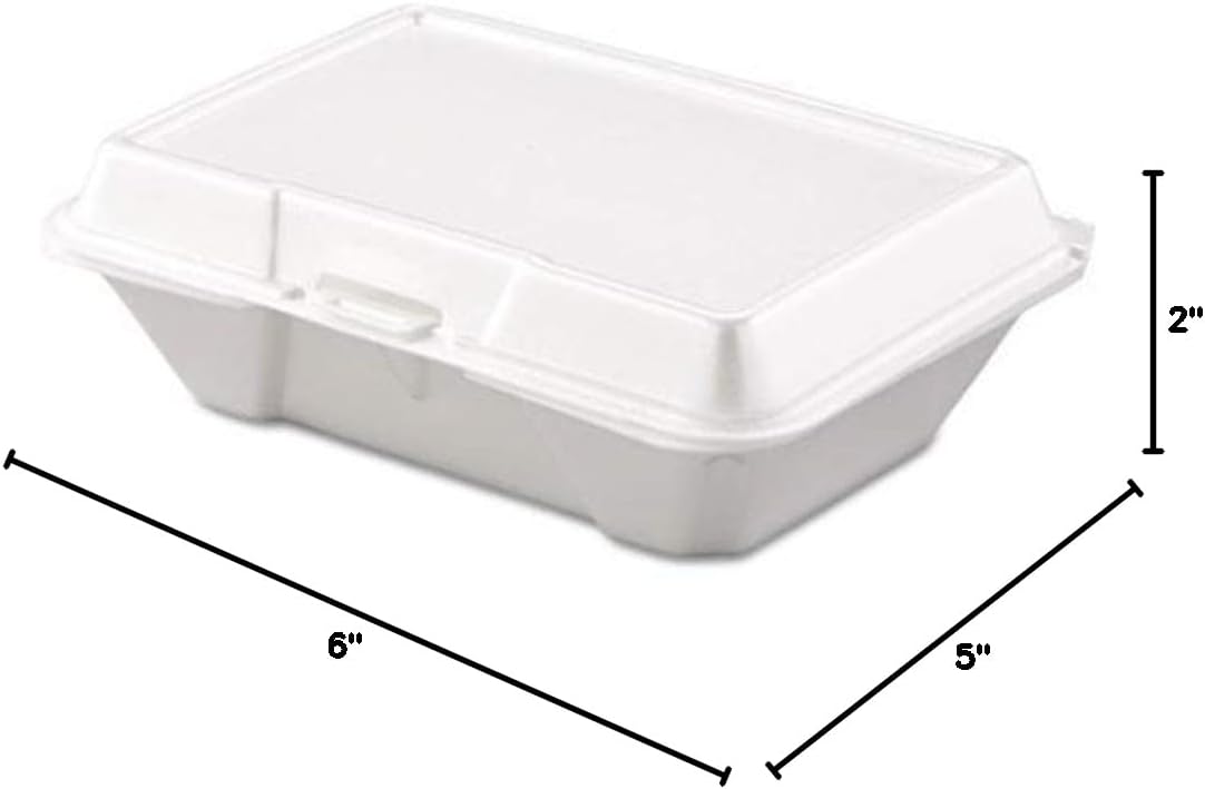 1-Compartment Foam Container 100 / Bag with Removable Hinged Lid