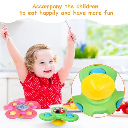 Ainiv Saugnapfer Drehspielzeug, 3 Stück Saugnapf Spinner Toys, Finger Hand Spinner, Cartoon Badespielzeug Wasserspielzeug, Sensorisches Sensorik Spielzeug für Baby, Fidget Toys Geschenke für 1-6 Jahre