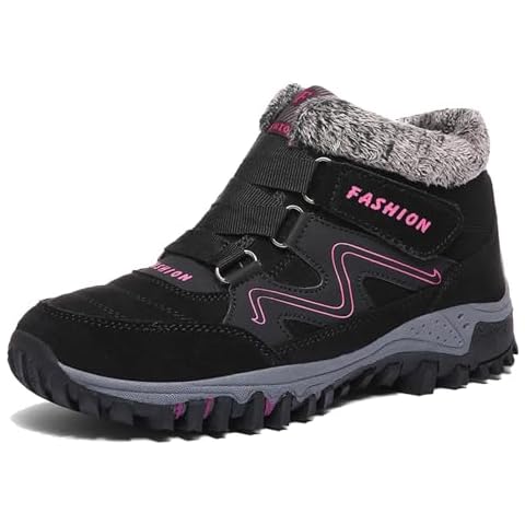MAIZUN Women’s Snow Boots Anti-slip Warm Fur Lined Ankle Booties Comfor Winter Outdoor Hiking Boots Black 9.5 Cover