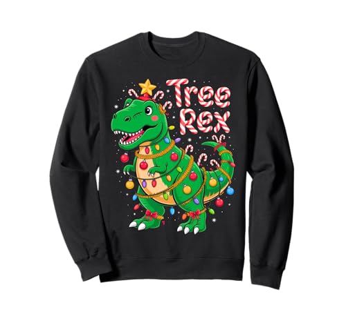 Tree Rex Christmas Costume T-Rex Dinosaur Xmas Light Family Sweatshirt