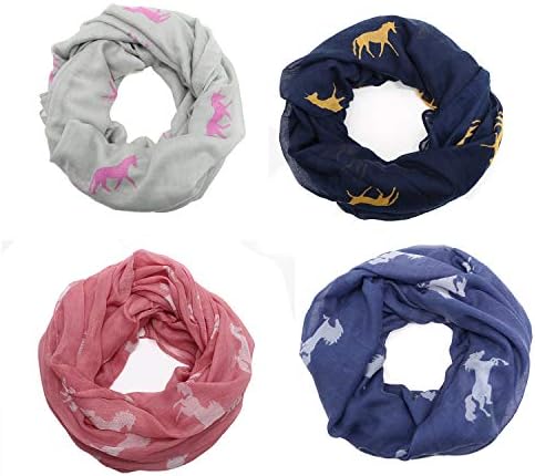 AnJuHoPa Viscose Scarf Loop Shawl Bandana Woven Neckerchief Thin Breathable Elegant Scarf animal Print for Girls and Women