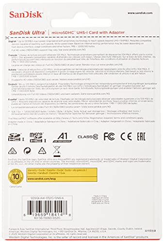 SanDisk Ultra 32GB microSDHC Memory Card + SD Adapter with A1 App Performance Up to 120MB/s, Class 10, UHS-I - 3