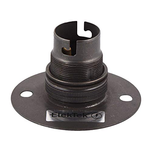 ElekTek Bronze Batten B22 BC Bayonet Cap Lamp Holder with Shade Ring 50mm/2” Centre Fixings FITS BESA Conduit Box - Made in UK