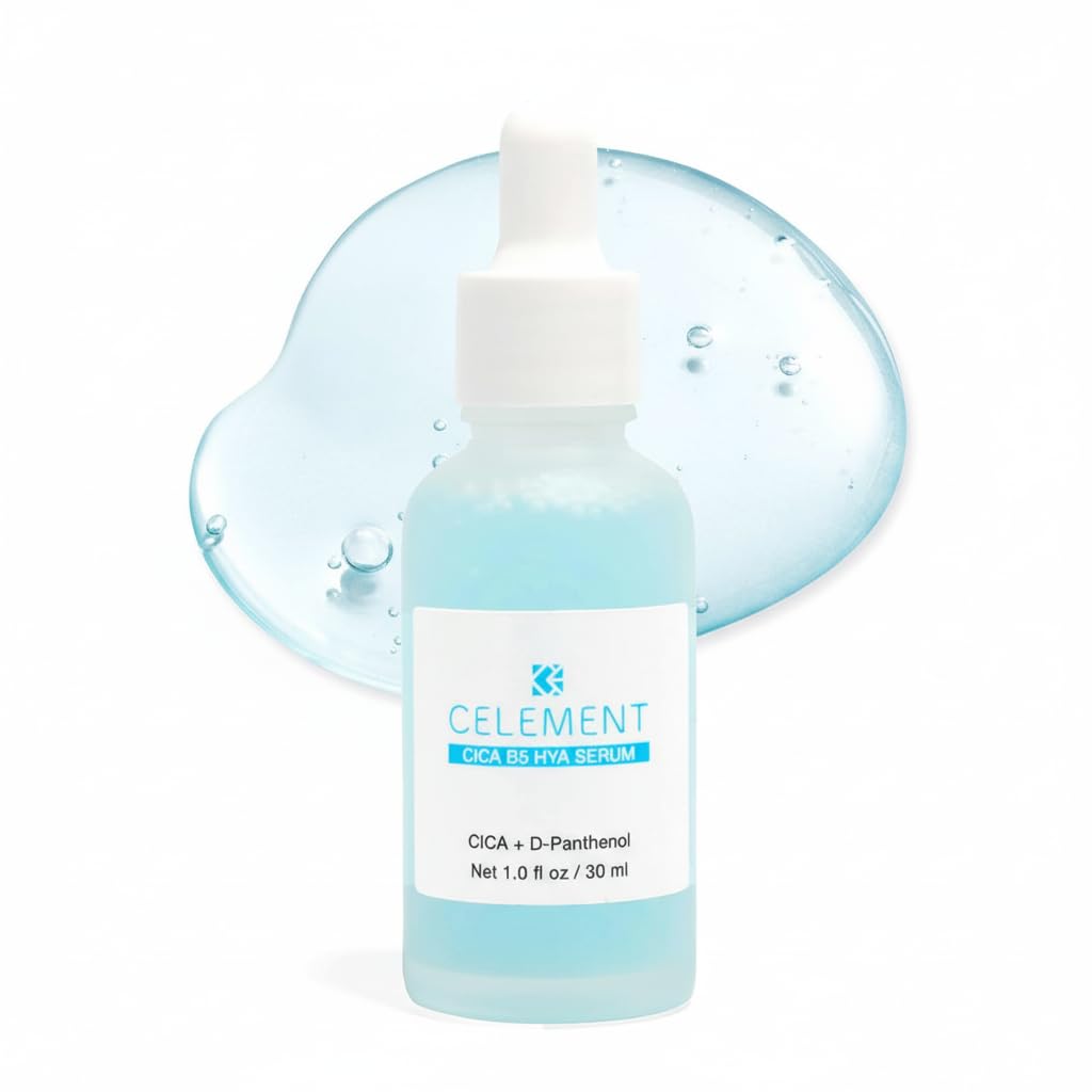 Celement CICA B5 HYA Serum - 10% CICA, 10% D-Panthenol, Hyaluronic Acid for Acne Repair, Hydration, and Soothing, 1.0 fl. oz