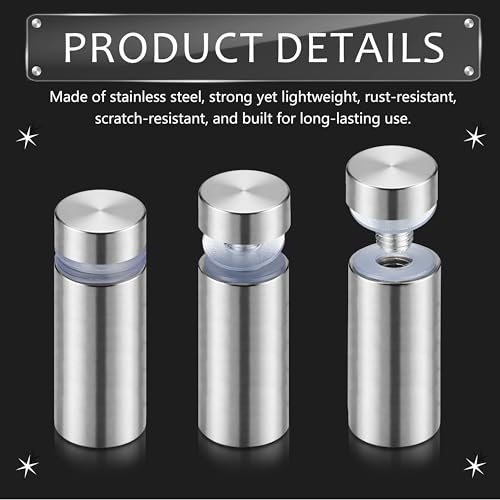Image of Pelopy 12 Pcs Sign Standoff Screws Advertising Screws Stainless Steel Wall Standoff Mounts Glass Acrylic Nail (1 /2 x 1-3 /16 Inch)
