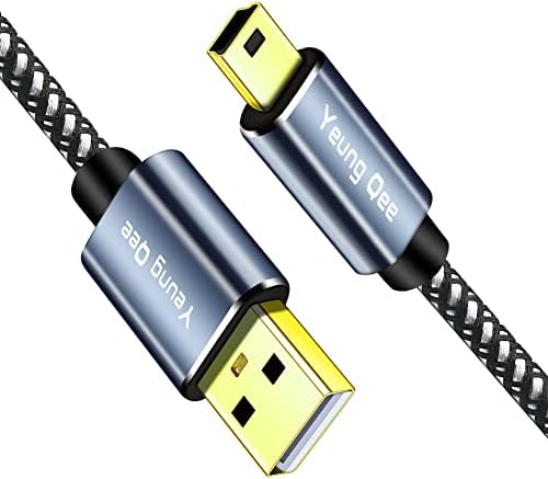 Yeung Qee Mini USB Cable Braided USB 2.0 Type A to Mini B Cable Braided Charging Cord Compatible with PS3 Controller, MP3/4 Player,PDA, Camera, Scanner and More Mini USB Devices (1m)