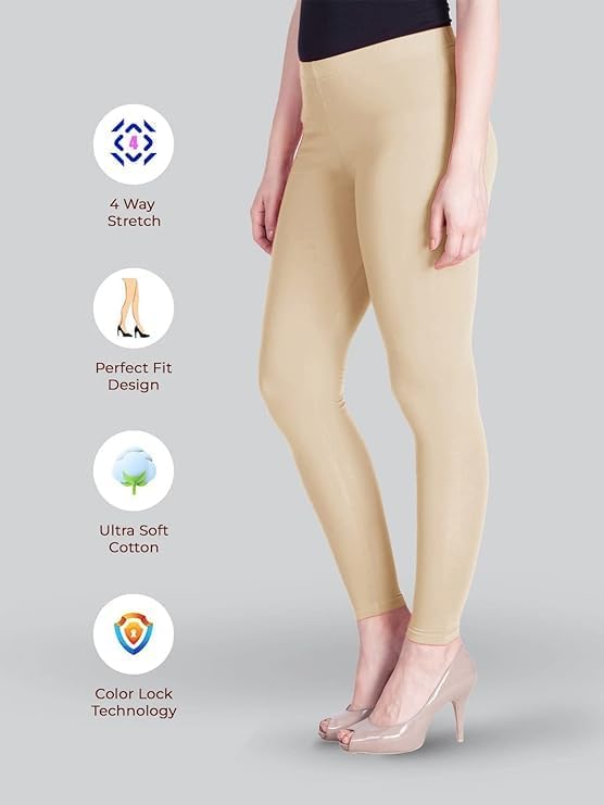 Image of Women Cotton Solid Belt Ankle Length Legging Four Way Lycra Leggings