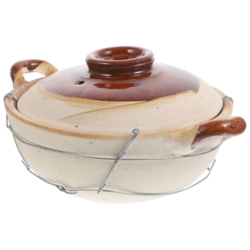 Toyvian Cacerola de Barro para Cocina Casera 0,5l con Mango Único Resistente al Calor, Cazuela Pequeña Adecuado para Estofados y Arroz, Utensilio de Cocina para Uso Estilo Aleatorio