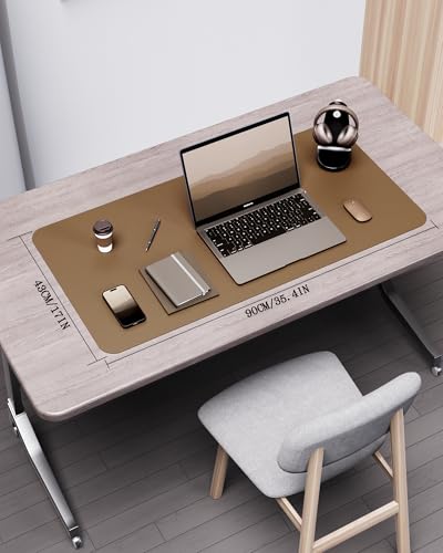 Image of YSAGi Double-Sided Desk Mat, Eco Cork & Leather Desk Protector, Large Mouse Pad & Writing Pad for Office /Home (35.4 inchx17 inch, Khaki + Cork)