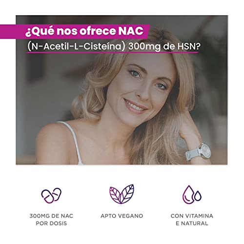 Miniatura 6 de Hsn Nac N-Acetil-L-Cisteína 300 Mg 120 Cápsulas Vegetales Fórmula Enriquecida Con Vitamina E, Riboflavina Y Selenio No-Gmo, Vegano, Sin Gluten