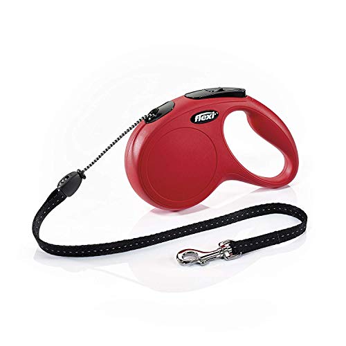 FLEXI New Classic Retractable Dog Leash (Cord), 16 ft, Medium, Red