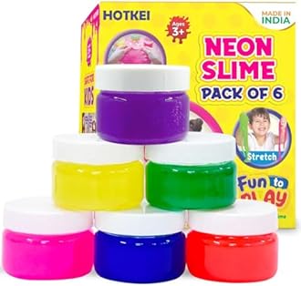 HOTKEI Pack of 6 Neon Colored Slime Multicolor Fruit Scented DIY Toy Slimy Slime Gel Jelly Putty Set Art kit Birthday Toys Gift for Boys Girls Kids 3 to 10 Years 300 gm