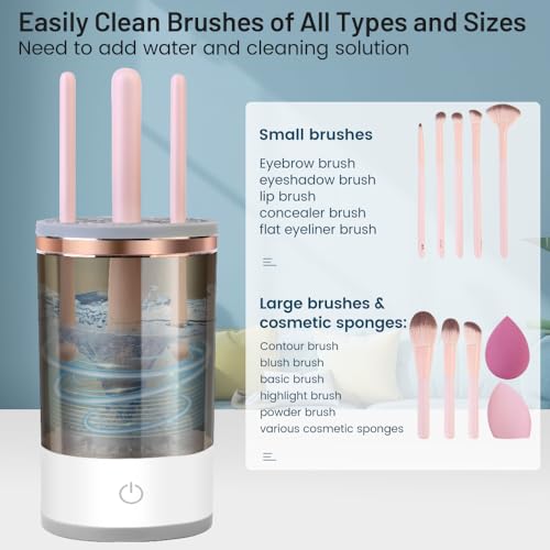 4 IN 1 Electric Makeup Brush Cleaner Machine, Automatic Make Up Brushes Cleanser, Portable Beauty Cosmetic Cleaners And Dryers, Washer Set, New Makebrush Cleaning Tool, Cute Brushcleaner Blender Kit - Thumbnail 3