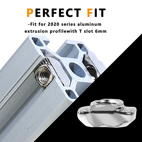 KOOTANS 100 Pcs 2020 Series M4 Thread T Slide Nuts Hammer Drop in Nut for 20 Aluminum Extrusion Profile with T Slot 6mm - Thumbnail 4