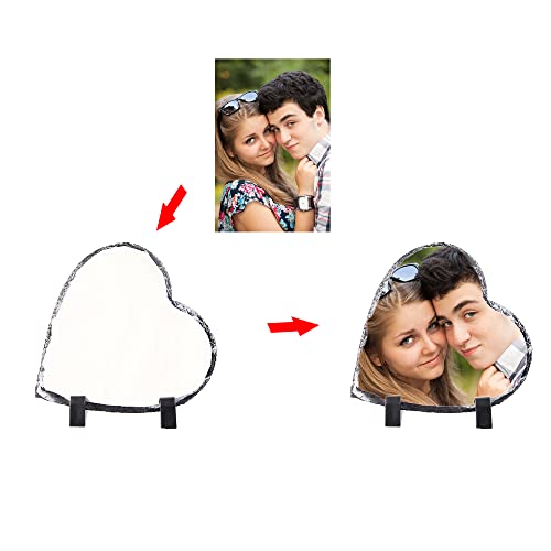 Shumei Personalized Custom Slate Photo Frame, Custom Photo, Heart Shaped Picture Frame, Retain The Original Stone Style, Is The Best Gift For Holiday Gifts #TOP5