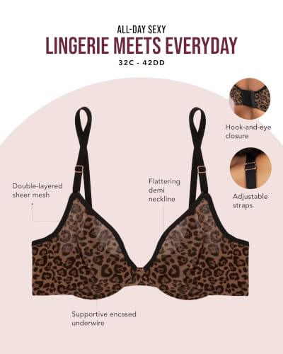 Image of Smart & Sexy Women's Sheer Mesh Demi Underwire Bra - See Through Bras