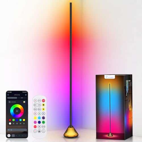 NAHIPO Smart LED Corner Floor Lamp – 16 Million DIY Colors, 68+ Scenes, Music Sync, App & Remote Control, Ambient Color-Changing Light for Living Rooms, Bedrooms & Gaming Rooms (1 Pack)