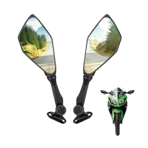 Espejos retrovisores plegables negros para moto Ninja 300 250 ZX6R y EX300 ABS 3