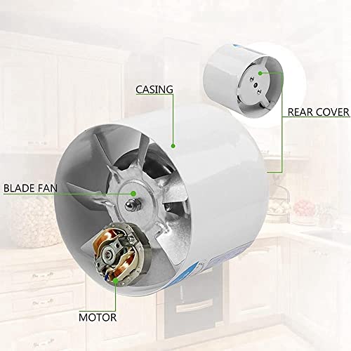 Jaquiain 4 Inch Inline Duct Fan Air Ventilator Metal Pipe Ventilation Mini Extractor Bathroom Wall Fan #TOP4