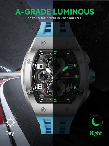 Image of Tsar Bomba Mens Watches Quartz Wristwatch for Men Waterproof 50M Analog Luxury Tonneau Chronograph Calendar Date Men's Dress Business Work Watch Gift for Men