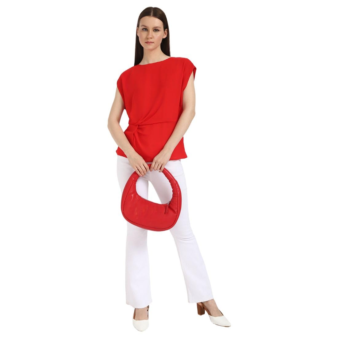 Calvin Klein Jeans Blusa de Gasa para Mujer, Goji Berry, XS
