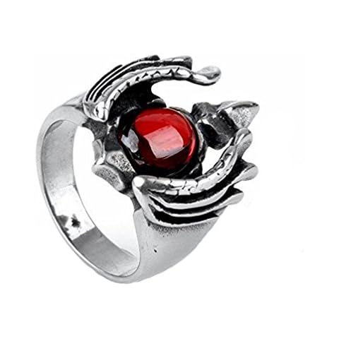 HIJONES Anillo de Acero Inoxidable con Rubí Vintage Cover