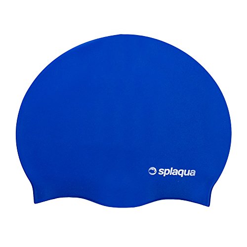Splaqua Silicone Solid Swim Cap - Waterproof, Comfortable Stretch Fit, For Men And Women, Suitable For Long Hair - For Swimming, Diving & Snorkeling - Royal Blue #TOP5