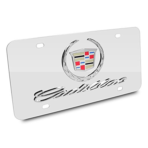 Cadillac Chrome Logo and Name on Chrome License Plate